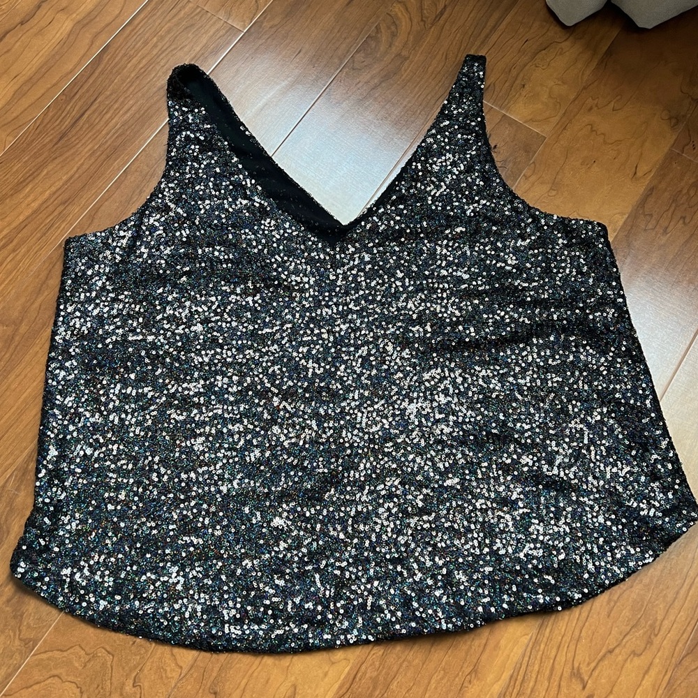 NWT Loft women's XL Black sequin tank
